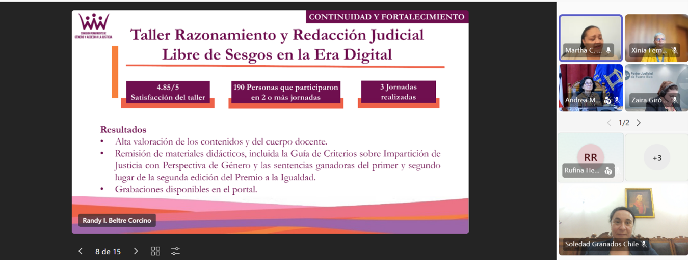 Ministra Andrea Muñoz participa en reunión de trabajo de la Comisión Permanente de Género y Acceso a la Justicia de la Cumbre Judicial Iberoamericana