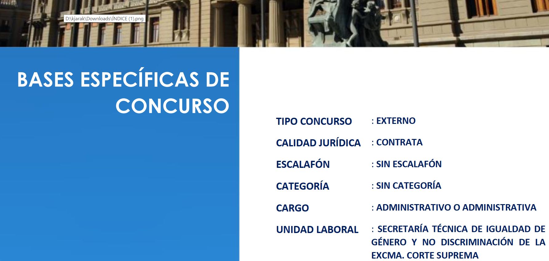 LLAMADO A CONCURSO EXTERNO: Administrativo/Administrativa Grado XII Secretaría Técnica de Igualdad de Género y No Discriminación, Corte Suprema de Justicia