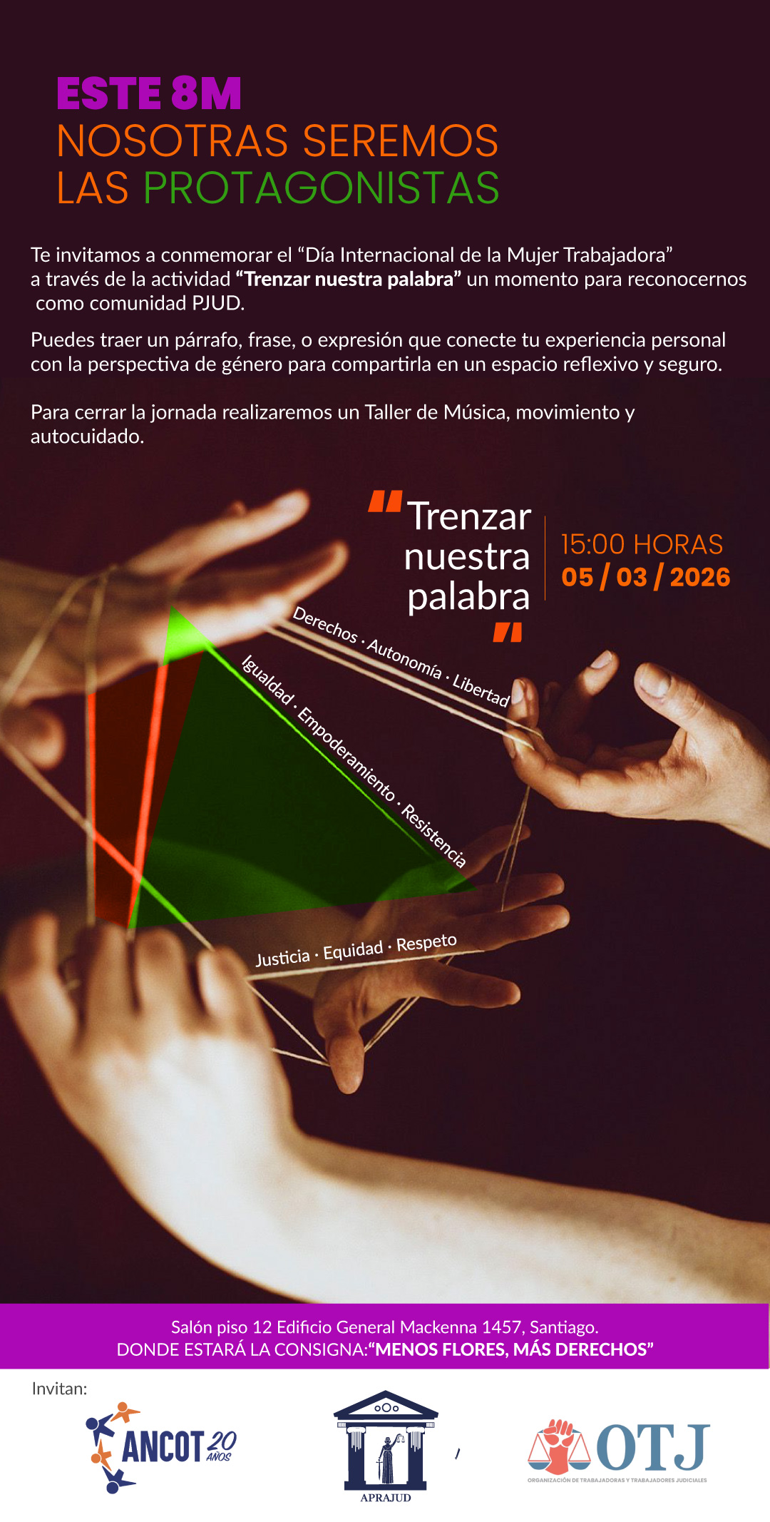 Afiche 8M 2026 - Trenzar nuestra palabra